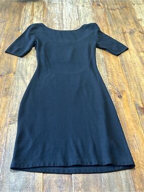 Theory Black Scoop-Neck Midi Dress